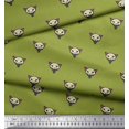 thumbnail image 2 of Soimoi Green Modal Satin Fabric Tribal Cat Face Decor Fabric Printed Yard 42 Inch Wide, 2 of 3