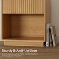 thumbnail image 4 of Joyyskill 22 Inch Fluted Nightstand, Wooden Night Stand with Large Storage Drawer & Open Shelf, Mid Century Modern Bedside Tables,Natural Oak, 4 of 7