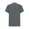 thumbnail image 5 of QATAINLAV Womens 2025 Summer Chiffon T Shirts Casual Button V Neck Henley Shirts Solid Color Tulip Hem Short Sleeve Blouse Tops Gray XL, 5 of 6