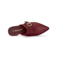thumbnail image 4 of BLISSFUL STEP Women's Shoes Buckle Strap Pointed Toe Chunky Heel PU Vamp Mule Shoes Burgundy 8, 4 of 7