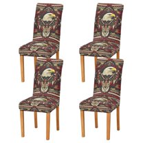 Yayeee 4 Pack Dining Chair Covers Stretch Parson Chairs Slipcovers Seat Protector, Red Abstract Eagle