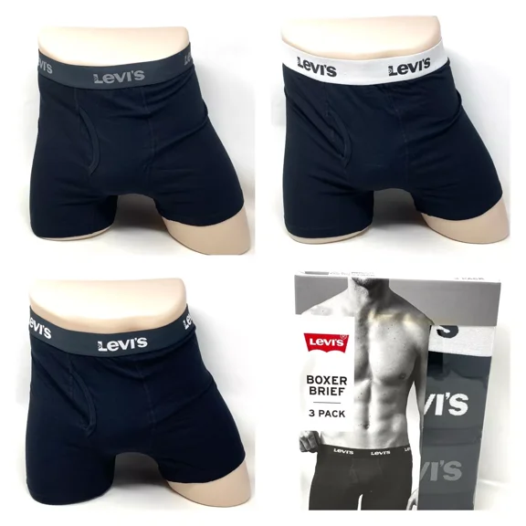 Levi's Mens Underwear Boxer Brief 3-Pack Cotton Stretch Black Size 37453 0582