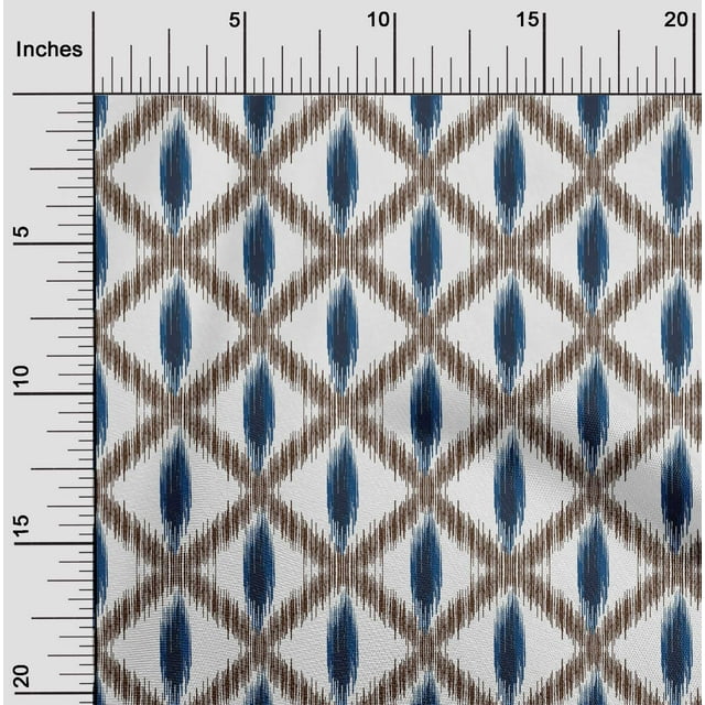 oneOone Cotton Cambric Fabric Diamond Ikat Print Fabric By The Yard 56 Inch Wide