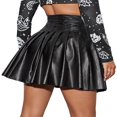thumbnail image 3 of Jupe Patineuse Mini Plissée Taille Haute en Cuir PU pour Femmes, 3 of 6