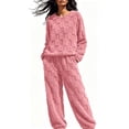 thumbnail image 2 of FAIWAD Fleece Pajama Sets for Women 2 Piece Long Sleeve Tops Elastic Pants Soft Sleepwear Outfits, 2 of 8