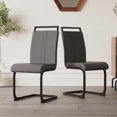 thumbnail image 5 of 4pcs Modern Dining Chairs, PU Faux Leather Upholstered Office Chair with High Back Side Chair with C-shaped Tube. Black Metal Legs Chairs for Dining Room Kitchen Vanity Patio Office Chair, Gray, 5 of 7