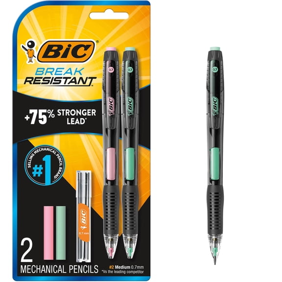 BIC Break-Resistant Mechanical Pencils, Medium Point (0.7mm), Black