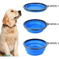 thumbnail image 3 of 2-Pack Silicone Collapsible Dog Bowls, BPA Free Dishwasher Safe, Portable Foldable Expandable Travel Bowl, Food Water Feeding Cup Dish for Dogs Cats with 2 Carabiners (Blue, Black), 3 of 4