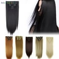 thumbnail image 6 of BadPiggies 24" 16 Clips Long Straight Wig Full Head Clip in Synthetic Hair Extensions 6Pcs Hairpiece for Women (27# Honey Blonde), 6 of 6