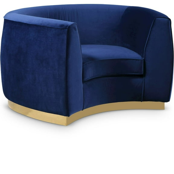 Meridian Furniture Julian Velvet Accent Chair in Navy and Gold