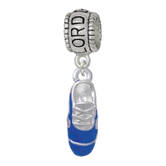 Delight Jewelry Silvertone 3-D Blue Running Shoe Lord Guide Me Charm Bead