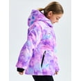 thumbnail image 2 of GEMYSE Girls' Waterproof Ski Jacket Windproof Winter Coat with Fleece Lining and Hood(Watercolor Purple,8), 2 of 5