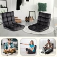 thumbnail image 5 of ZenSports 14-Position Folding Floor Chair, Adjustable Padded Sleeper Bed Gaming Lazy Sofa Chair with Back Support Black, 5 of 10