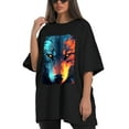 thumbnail image 4 of Plus Size Shirt for Women Black Tops for Women Short Sleeves Shirt for Women Wolf 3 T Shirt Crewneck Shirt for Women 2XL, 4 of 5