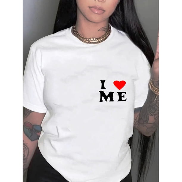 Camiseta De Mujer Ligera Y Suave VeranoChic Love Heart Graphic Tee for Women - Casual Round Neck Short Sleeve T-Shirt, Comfortable Summer TopFather's Day, Mother's Day, New Year, Spring Festival, Va
