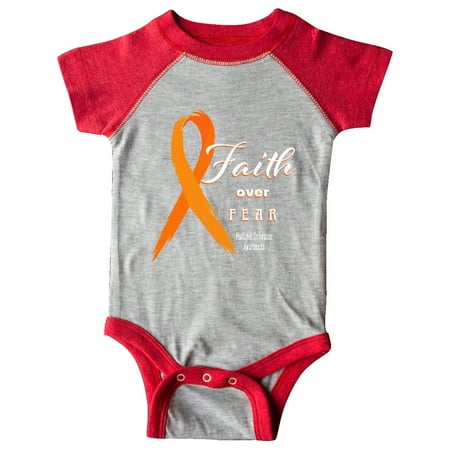 

Inktastic Faith Over Fear Multiple Sclerosis Awareness Orange Ribbon Gift Baby Boy or Baby Girl Bodysuit