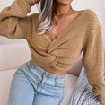 thumbnail image 3 of Suéter de punto con cuello en V para mujer, suéter con cuello en V para mujer, suéter trenzado para mujer, suéter con cuello en V anudado para mujer, diseñado meticulosamente, 3 of 9