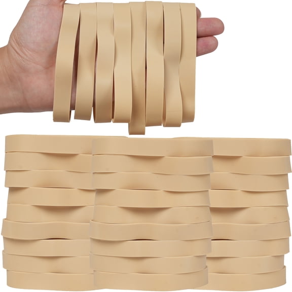 AMUU Rubber Bands Beige 40Pcs Size#105 Big Wide Rubber Band Large Elastic Rubber Bands Office Supplies Heavy Duty Strong Outdoor (5.12" x 0.6")