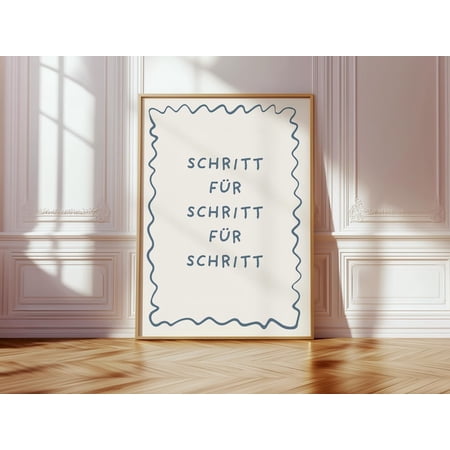 Step By Step Poster, Hand Drawn Doodle Style Quote Wall Decor, Unframed Paper Poster 8x10in