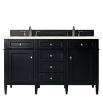 James Martin Vanities Brittany 60" Black Onyx Double Vanity w/ 3 CM Eternal Marfil Quartz Top