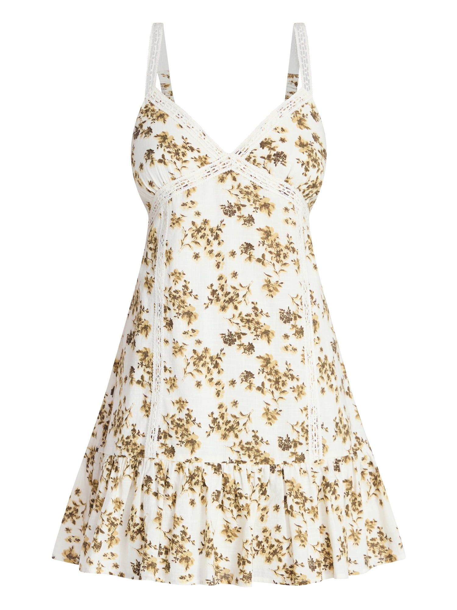 No Boundaries Lace Trim Cotton Mini Dress, Women's XXS-XXL
