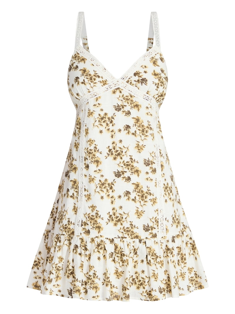 walmart no boundaries lace dress No Boundaries Triangle Maxi Dress with Lace Trim, Women's