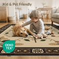 thumbnail image 4 of ODIKA 9'x12' Washable Area Rug Cabin Bear Paw Print Rustic Wildlife Medallion With Twig Frame Accents for Dining Room, Basement, Large Office, Non-Slip Chair-Friendly, 4 of 7
