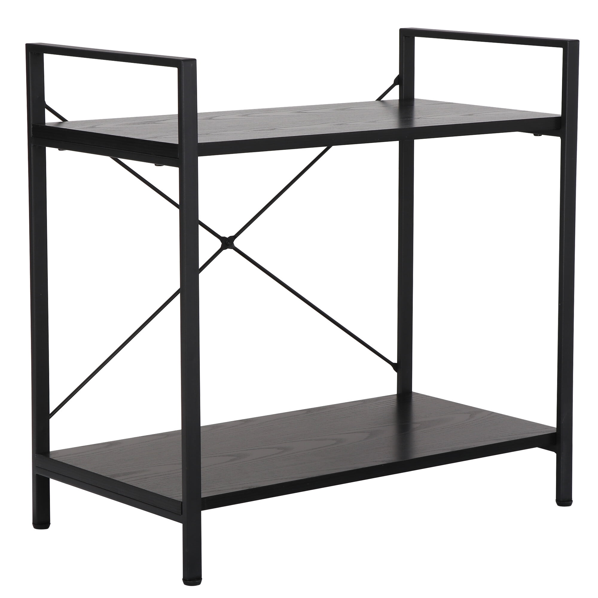 ZENSTYLE Bookshelf 2 Tier Storage shelf with Metal Frame Compact Design for Home Office Black