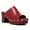 Red, variant on YDN Women's Open Peep Toe Mules Platform Wooden Block Heels with Studs Dressy Casual Slides Sandals Slip On Comfy Shoes Daily Size 7 Brown