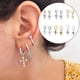thumbnail image 5 of Qarigey 2 uds pendientes de aro Ins pendientes de Metal hipoalergénico Vintage ocio Casual joyería encontrar fiestas de viaje diario Ropa, zapatos y accesorios Miscelánea Púrpura Platina Qarigey AP016560-02, 5 of 6