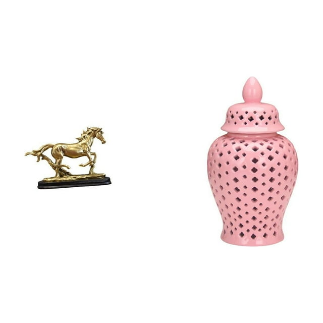 Figura de caballo,Figura coleccionable de caballo en miniatura,Jarra de jengibre de cerámica,Arreglo floral en jarrón de cerámica tipo tarro de jengibre,Jarrón decorativo de porcelana con