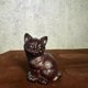 thumbnail image 1 of Ebony wood carved cat figurine, new Chinese style solid wood animal cute kitten home living room desktop decoration craft., 1 of 3