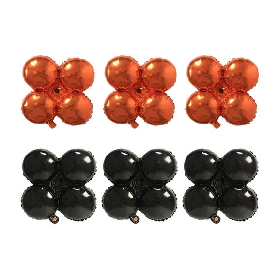 Weis 6PCS Four Leaf Clover Foil Balloons Party Decor Balloon for Halloween Birthday Festival Decoration Black and Orange