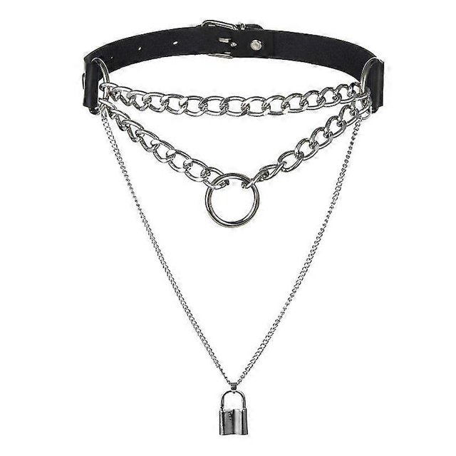 Gargantilla Egirl con candado, collar gótico, joyería punk gótica, estilo Harajuku, gargantilla negra, accesorios estéticos emo grunge