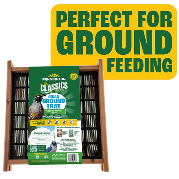 Pennington Red Cedar Wild Bird Ground Feeder, 12" Square, with Legs