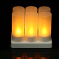 thumbnail image 3 of Conjunto de lámpara de vela electrónica 6 velas recargables sin llama, realistas, parpadeantes, de color amarillo, con LED, velas sin cable, con copas esmeriladas, base de carga, velas eléctricas, lu, 3 of 6