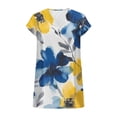 thumbnail image 6 of Otvok Women's Floral Print Satin V-Neck Top With Short Sleeves And Tied Waist Detail, 6 of 6