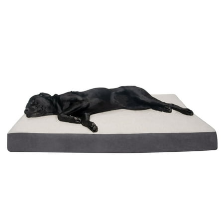 UPC: 0842229122084 | FurHaven Pet Products Faux Sheepskin & Suede Deluxe Cooling Gel Memory Foam Pet Bed for Dogs & Cats – Gray Jumbo Plus