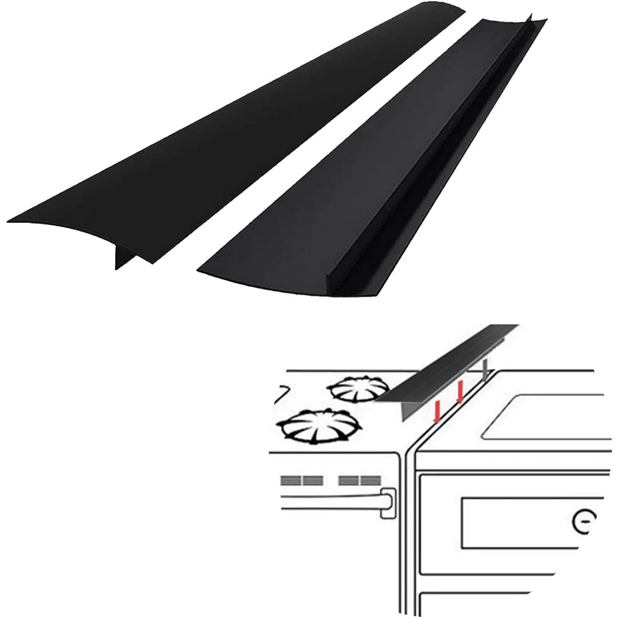 Silicone Stove Gap Covers (2 pack), Stove Guard, Oven Gap Filler, Heat Resistant Stove Gap Filler, Seal Gap between Oven Kitchen Cabinet and Stove Countertop, Easy Clean (30 inch, Black)