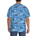 thumbnail image 3 of Rateoe Blue Fish Pattern Men's Short Sleeve Classic Shirt, Casual Short-Sleeved Shirt, Lightweight Summer Shirt, Cuban Collar Shirt,Button-Front Shirt-Large, 3 of 5