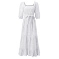thumbnail image 4 of Sngxgn Womens Fall Spring Deep V Neck Ruffle Long Sleeve Print Mini Dress(White,S), 4 of 6