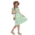thumbnail image 5 of Actgleam Girls Dress Floral Ruffle Square Neck Sleeveless A-Line Sundress with Tie Back for Summer Beach Party,Green Floral,7-8Y, 5 of 8
