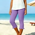 thumbnail image 4 of Capris Pants for Women - Dance Yoga Leggings Elastic Waist Ruffle Summer Casual Athletic Cropped Pants, 4 of 7