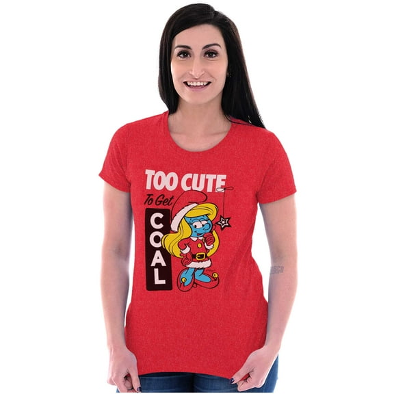 Santa Smurfette Too Cute Christmas Women's T Shirt Ladies Tee Brisco Brands L
