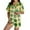 Gold, variant on St Patricks Day Paj for Women Set Irish Shamrock Print Button Down Short Sleeve 2 Piece Paj Sets Silk Satin Sleepwear Soft Loungewear Green S