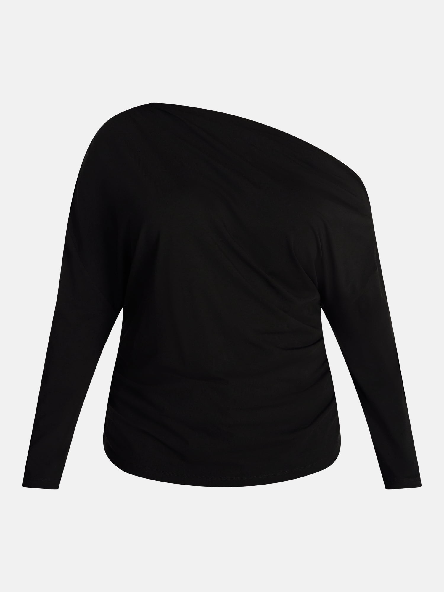 Terra & Sky Women’s Plus Asymmetrical Pleated One Shoulder Top with Long Sleeves, Sizes 0X-5X