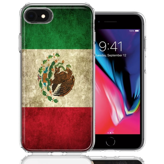 MUNDAZE For Apple iPhone 7/8/SE Mexico Flag Design Double Layer Phone Case Cover