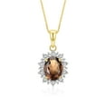 thumbnail image 3 of RYLOS Women's 14K Yellow Gold Princess Diana Inspired Ring & Necklace W/ 18" Chain Gemstone & Diamonds 9X7MM Smoky Quartz June Birthstone . 2 PC Perfectly Matched Gold Jewelry Ring Size 10, 3 of 10