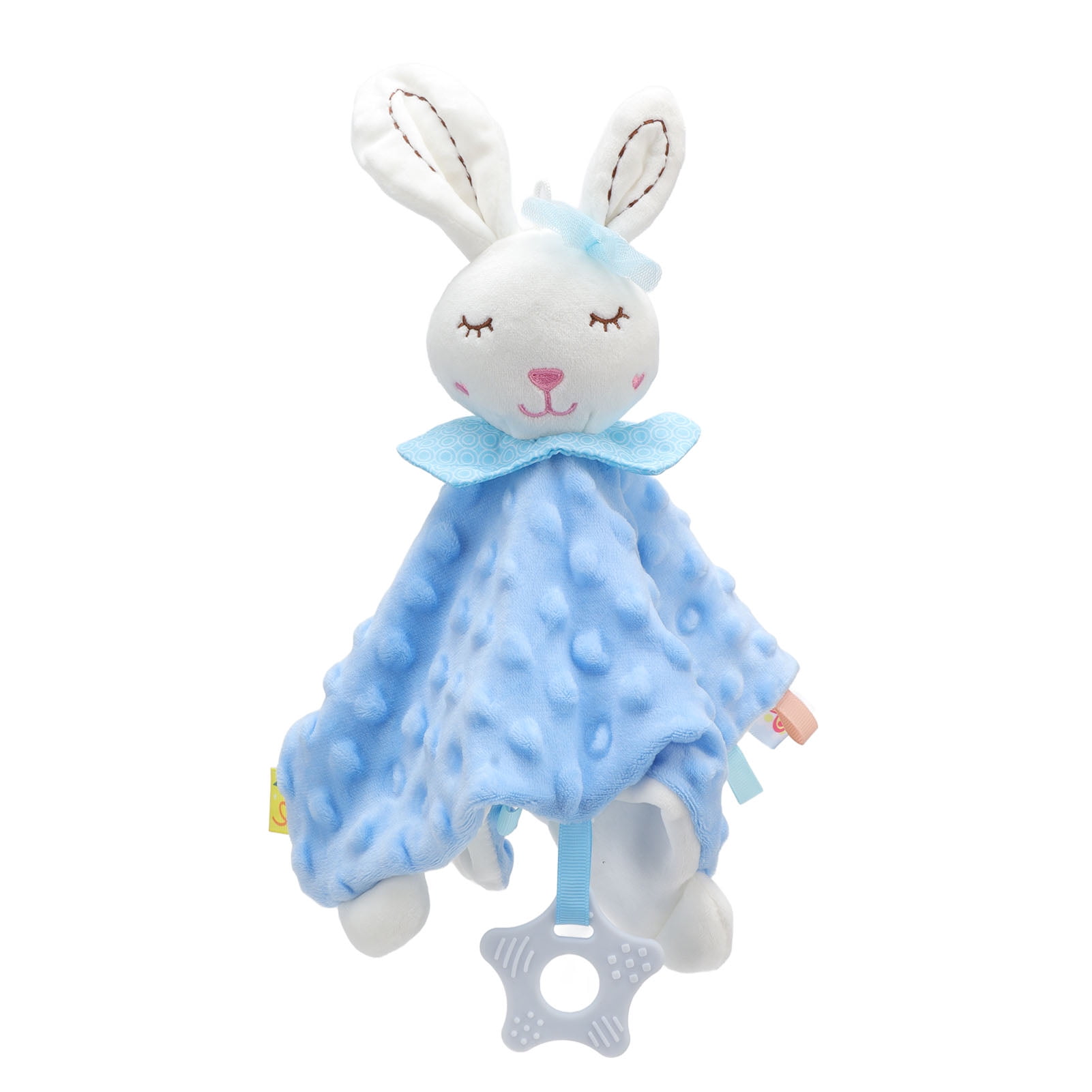 Ymiko Baby Security Blanket Bright Color Comfortable Breathable Plush Baby Snuggle Blanket Cute For Car Pink blue white grey Blue Rabbit