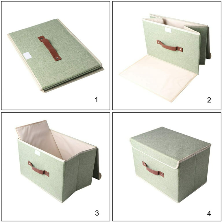 Large Collapsible Storage Bins With Lids Linen Fabric Foldable